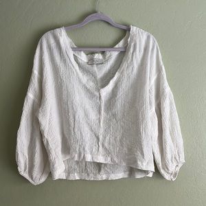 White Blouse with Deep V